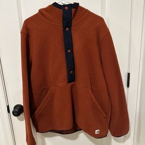 North Face Orange 1/4 Button Down Hoodie - Size Large L